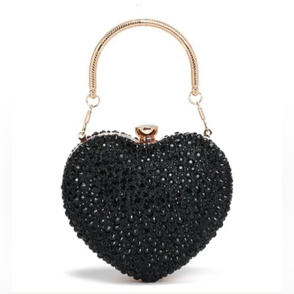 Ramla Heart Shaped Crystal Clutch Crossbody - Picture 1 of 8